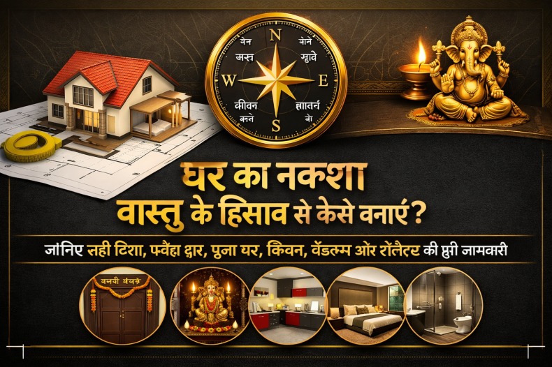 घर का नक्शा वास्तु के हिसाब से कैसे बनाएं? जानिए सही दिशा, प्रवेश द्वार, पूजा घर, किचन, बेडरूम और टॉयलेट की पूरी जानकारी