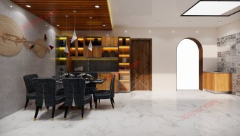 Dining Table + Wardrobe + False Ceiling Design Sample 41