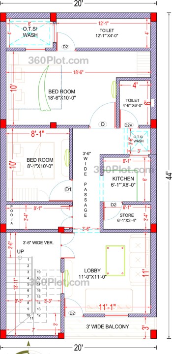 20x44 2d floor plan Sample 133