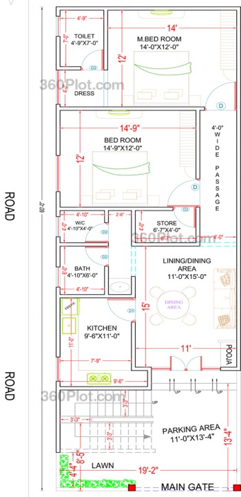 20x60 2d floor plan Sample 134