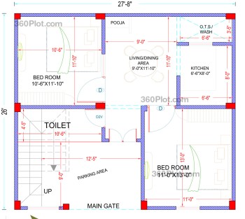 26x27 2d floor plan ground floor Sample 139