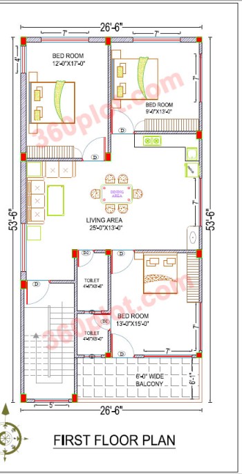 27x54 2D Floor Plan of House Ground Floor (2420 sqft) Sample 91