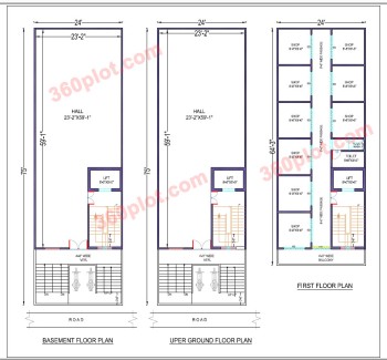 24x75 Commercial 2D Floor Plan G+2 (1800 sqft) Sample 97