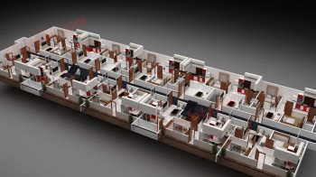 3D floor plan of Hotel Rooms