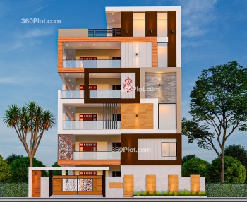 Building Elevation Design of 4 Floor House Sample 112