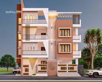 Building Elevation Design of 3 Floor House Sample 113