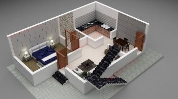 3D floor plan of House Sample - 80